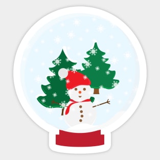 Snow Globe With Snow Man and Trees Sticker